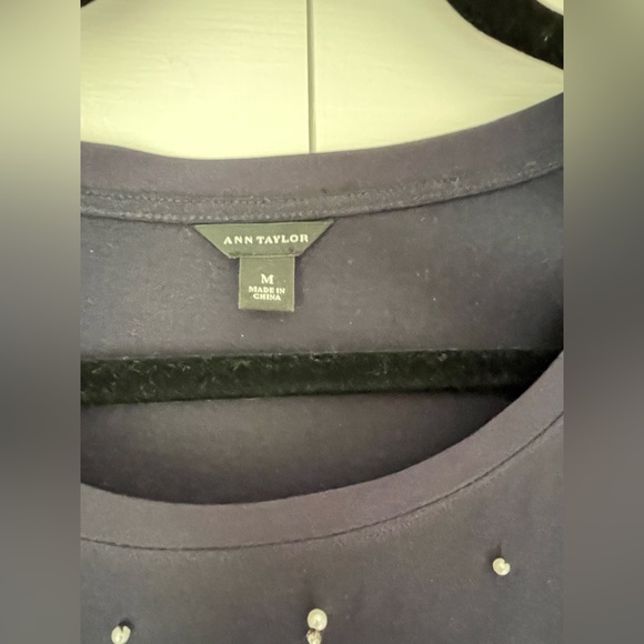 Anne Taylor navy pearl embellished tee - Picture 4 of 4